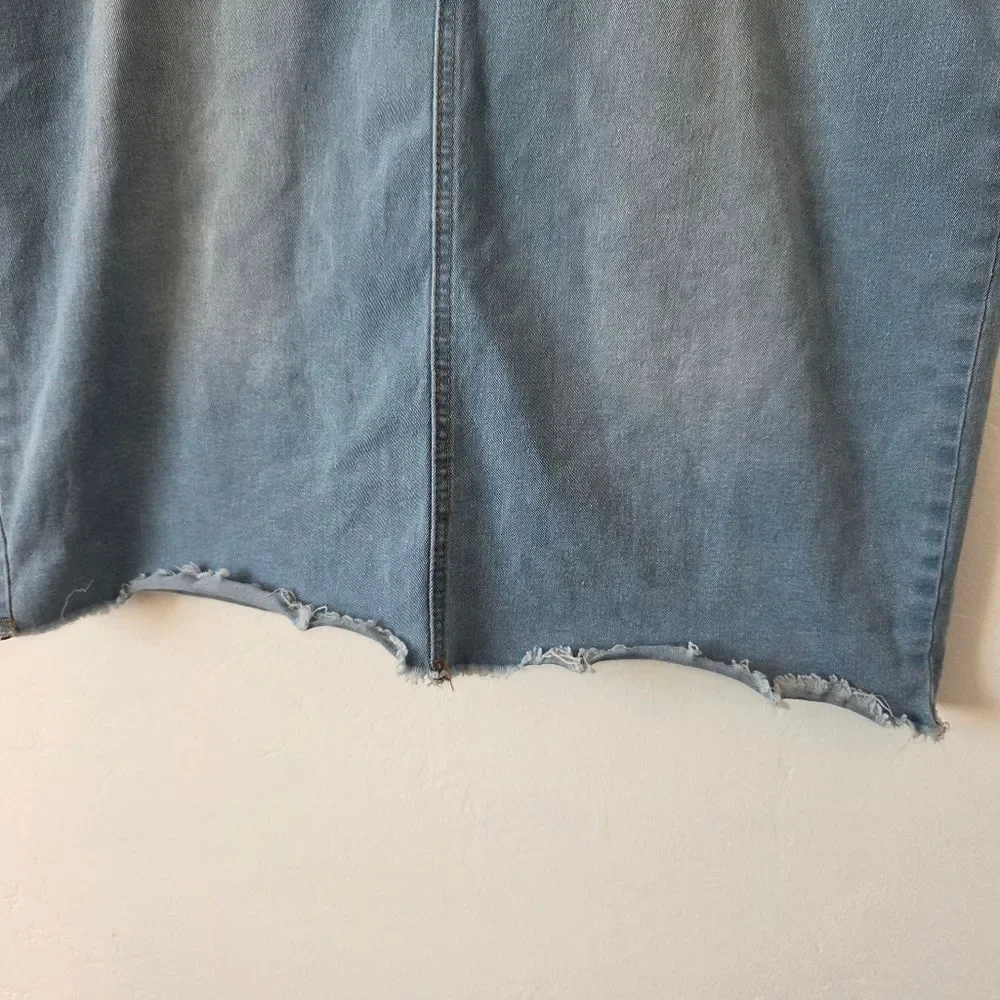 Denim Jean Skirt Knee Length Stretch Blue Modest Americana Retro Y2K 90s 1XL